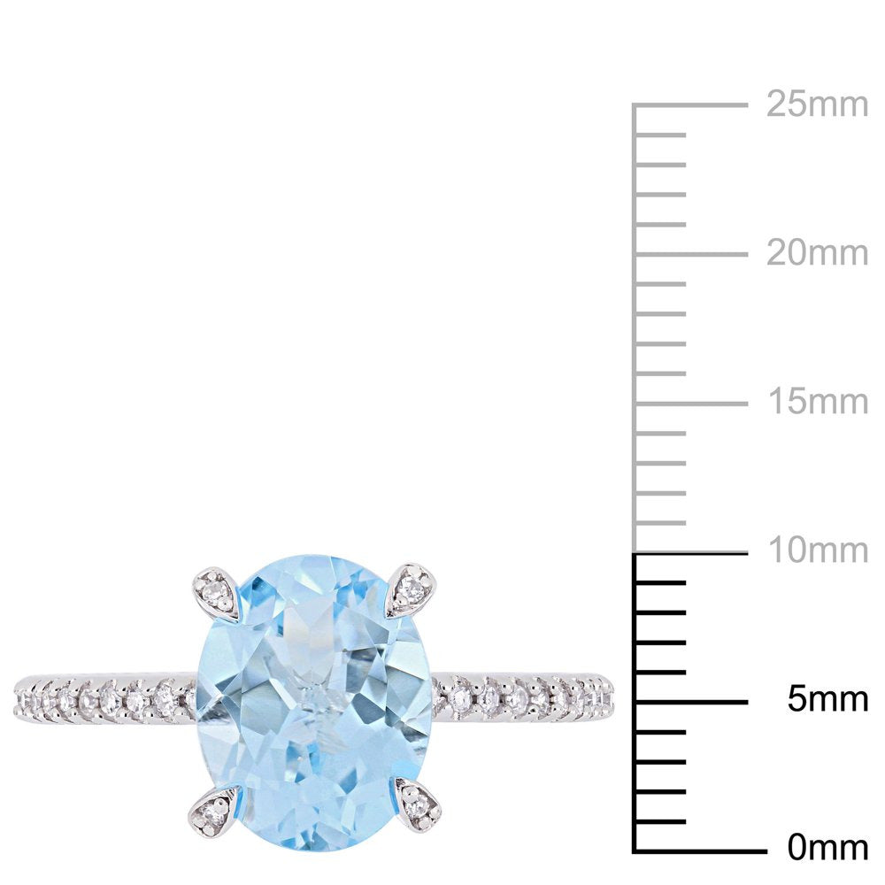 Miabella Women'S 3-4/5 Carat Oval-Cut T.G.W. Sky-Blue Topaz 1/4 Carat T.W. Diamo