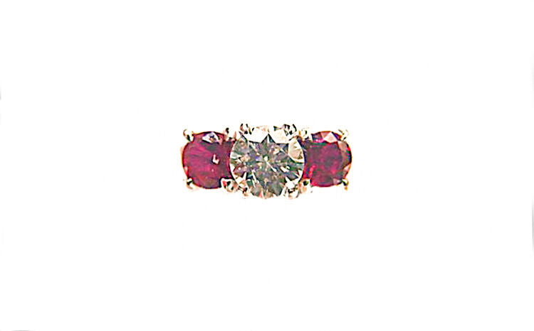 .46 CT ROUND BRILLIANT CUT DIAMOND 2 RUBIES ROUND CUT