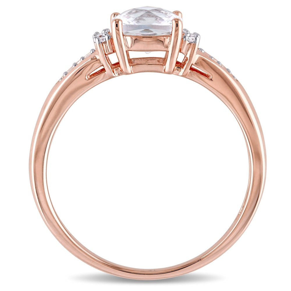 Women'S 1-1/4 Carat T.G.W. Cushion Checkerboard-Cut Created White Sapphire and R