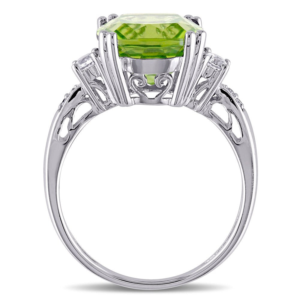 Miabella Women'S 5-2/5 Carat T.G.W. Cushion-Cut Peridot Created White Sapphire a