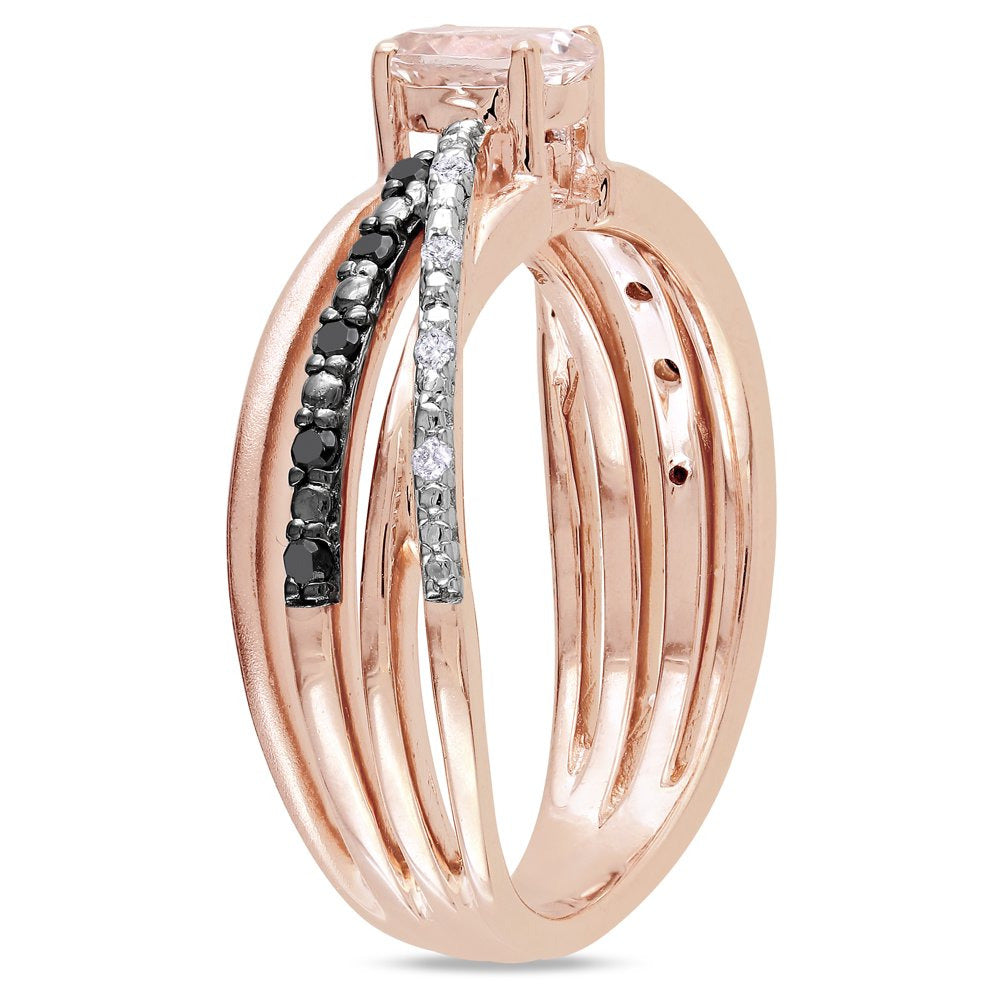 Miabella Women'S 1/2 Carat T.G.W. Oval-Cut Morganite and 1/7 Carat T.W. Round-Cu