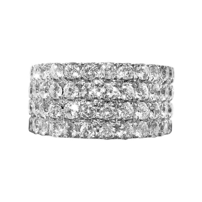 2.80 CT DIAMOND ROUND BRILLIANT SHAPE 4 ROW SET HALF WAY SET BAND 18 K GOLD