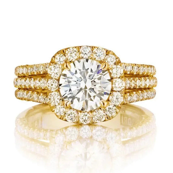 Women Wedding Diamond Ring 18K Gold Micro Pave Diamond Rings for Engagement Ring