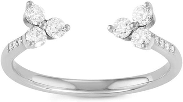 Womens Sterling Silver Rings Open Cluster Ring 18K Gold Plated