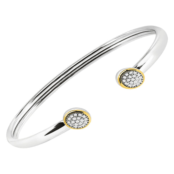 Women'S Finecraft 1/5 Cttw Diamond Circle Cuff Bracelet in Sterling Silver & 14K