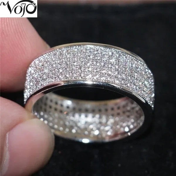 Vojo Hot Sale White Sapphire Diamond Wedding Band Rings Engagement Anniversary P