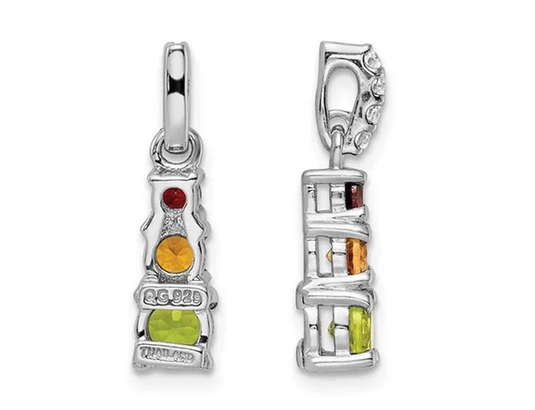 9/10 Carat (Ctw) Garnet, Peridot and Citrine Pendant Necklace in Sterling Silver