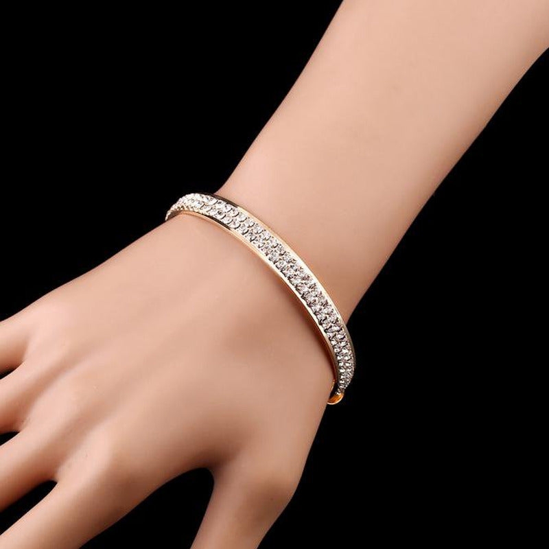 Womens Crystal Rhinestone Open Bangle Cuff Bracelet Jewelry Silver Gold Silver 2