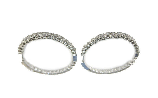 5.01 CT ROUND BRILLIANT G VS1/2 DIAMOND INSIDE OUTSIDE SET HOOP EARRING 18 K