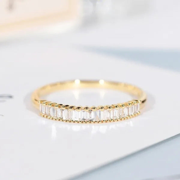 Women Fashion Dainty 18K Gold Plated Cube Diamond Rings Wedding Engagement Party