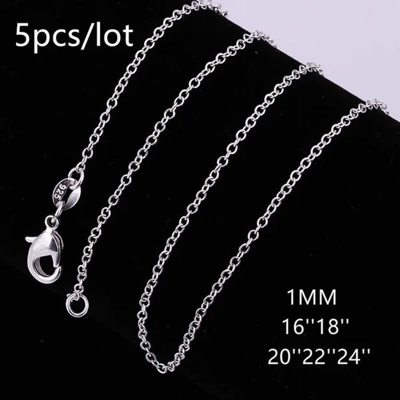 Wholesale Price High Quality 5Pcs/Lot Simple Fashion 925 Silver 1Mm Basic Chain