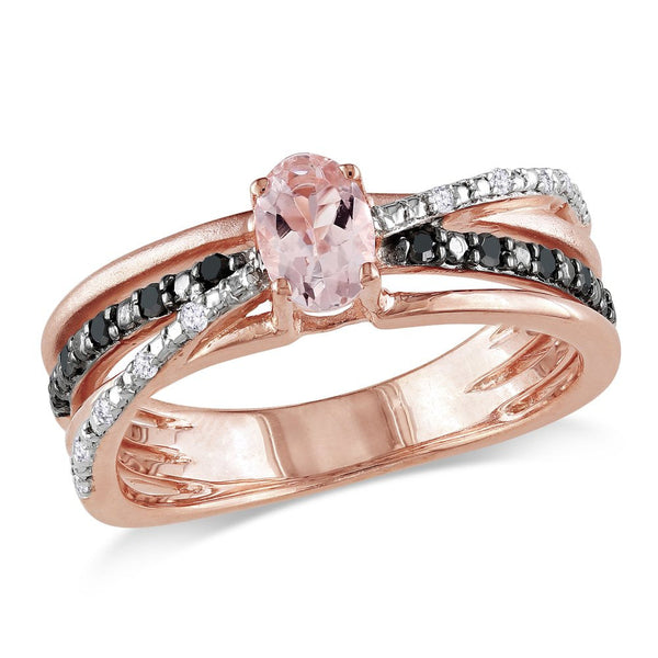 Miabella Women'S 1/2 Carat T.G.W. Oval-Cut Morganite and 1/7 Carat T.W. Round-Cu