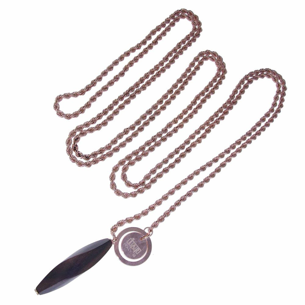 X & O Rose Colored Bronze Extra Long Rope Link Necklace with Ebony Pendant ***