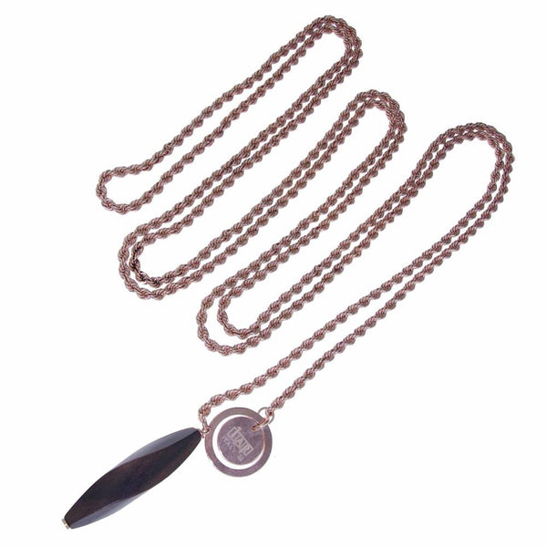X & O Rose Colored Bronze Extra Long Rope Link Necklace with Ebony Pendant ***