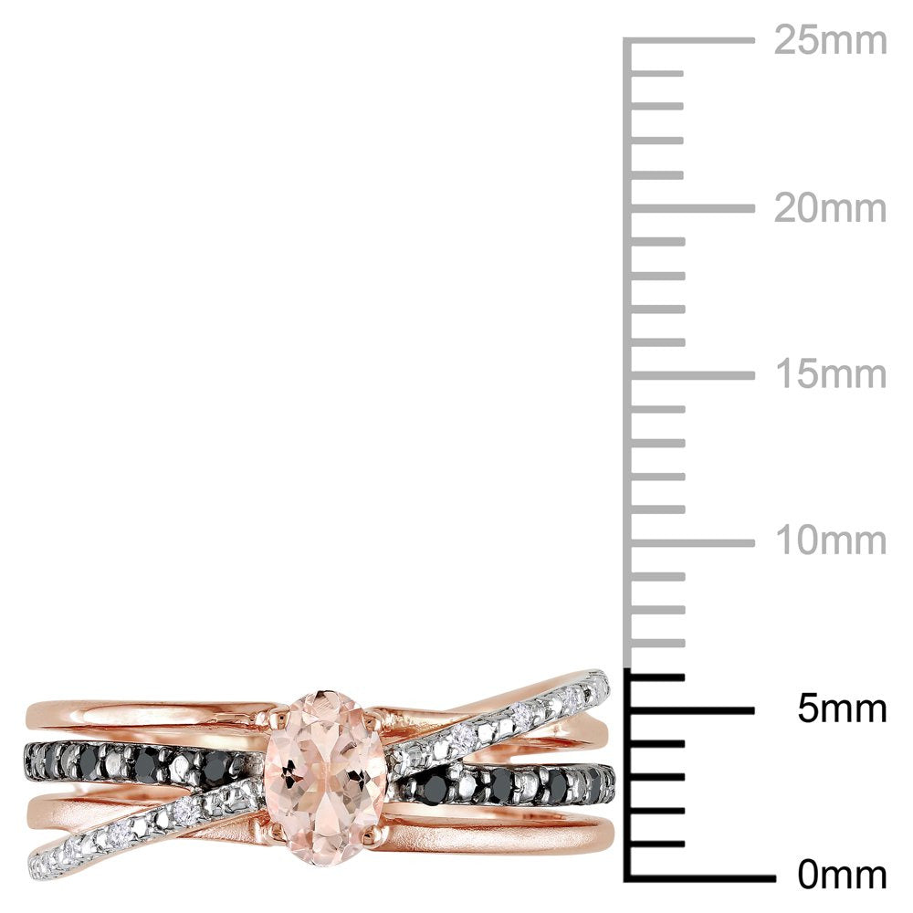 Miabella Women'S 1/2 Carat T.G.W. Oval-Cut Morganite and 1/7 Carat T.W. Round-Cu