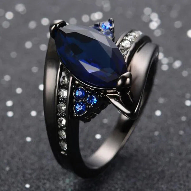 Women'S Rings Size 6-10 Black Sapphire 14K Black Gold Plated Wedding Ring (Choic