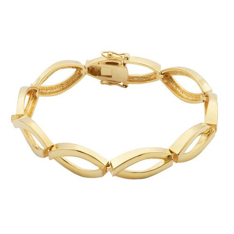 Women'S 18Kt Gold over Brass High-Polish Elong Link Bracelet, 7.5"