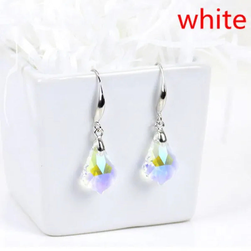 Zircon Earrings Exquisite Fashion Silver Plated Earrings Colorful Stud Earrings