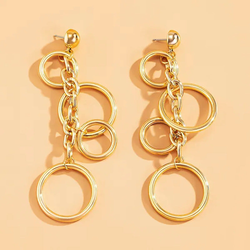 Women Punk Long Big Circle Link Chain Earrings Hiphop Large Drop Earrings Fashio