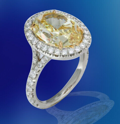 6 Carat Oval Fancy Yellow Diamond Ring GIA Certified Engagement Ring