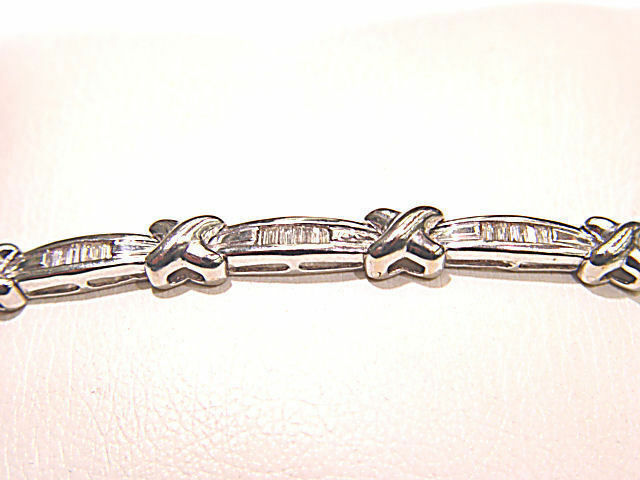 X BAGUETTE DIAMOND CHANNEL TENNIS BRACELET 1.00 CT H SI2 14 K GOLD