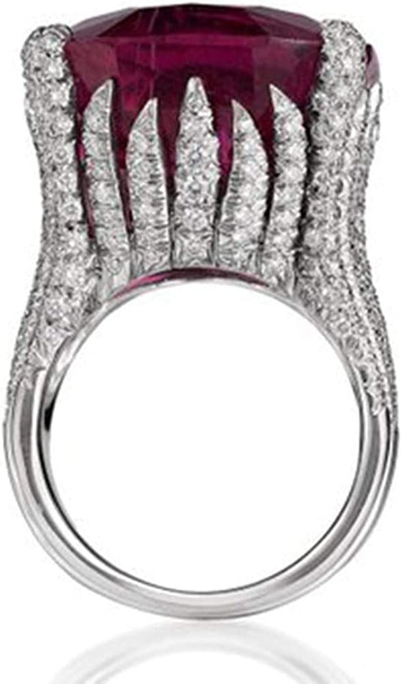 Women Rings Natural Ruby Diamond Engagement Antique Ring,Dazzling Diamond Sterli
