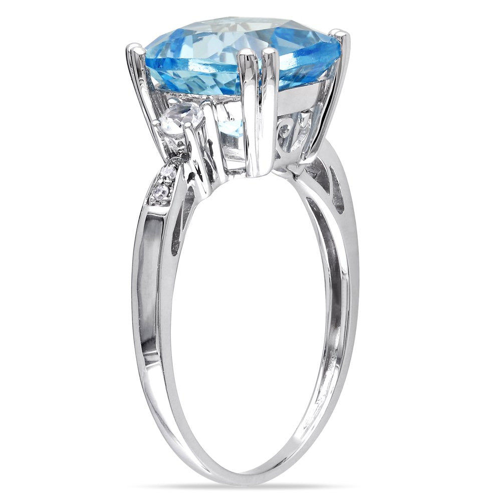 Miabella Women'S 5-5/8 Carat T.G.W. Cushion-Cut Sky Blue Topaz Created White Sap