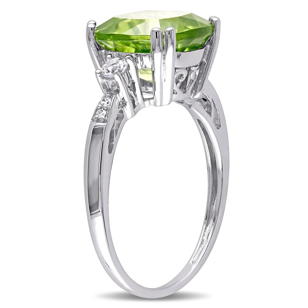 Miabella Women'S 5-2/5 Carat T.G.W. Cushion-Cut Peridot Created White Sapphire a