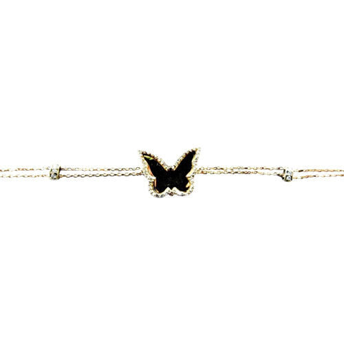 BUTTERFLY DIAMOND BRACELET 18K ROSE GOLD DIAMOND LINK CABLE .25 CT