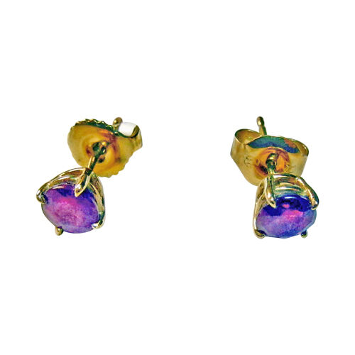 1.11 CT RUBY ROUND SHAPE MEDIUM RED STUD EARRING ROUND STUD 18 K YELLOW GOLD