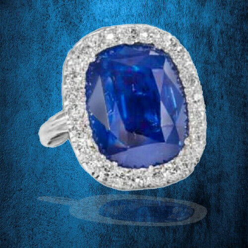 GIA certified 15.02 carat Cushion cut Burma Blue Sapphire 100% natural gemstone