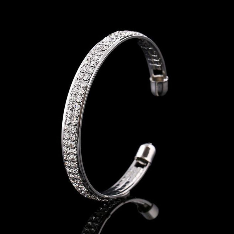 Womens Crystal Rhinestone Open Bangle Cuff Bracelet Jewelry Silver Gold Silver 2