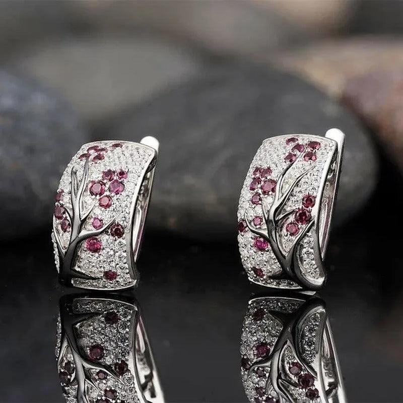 YOHAPP Dazzling 925 Sterling Silver Natural Gemstone Diamond Floral Earrings Wom
