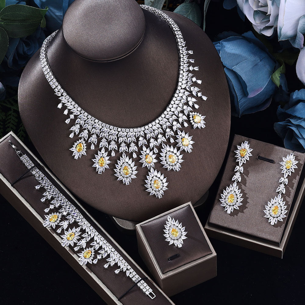 Women'S Fashion Vintage Wedding Necklace Earrings Jewelry Set