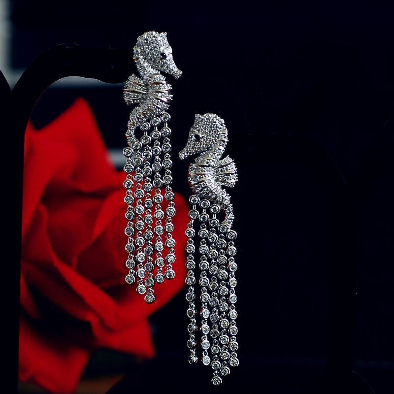 Xindale'S New Super Flash Crystal Earrings Long Retro Tassel Earrings