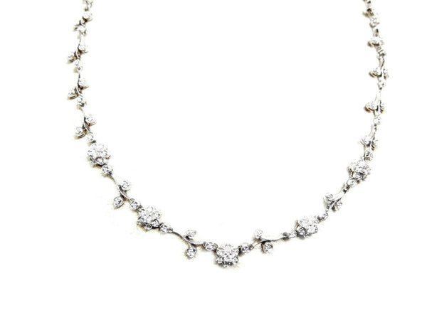 1.40 CT DIAMOND FLUERETTE 14 K GOLD NECKLACE