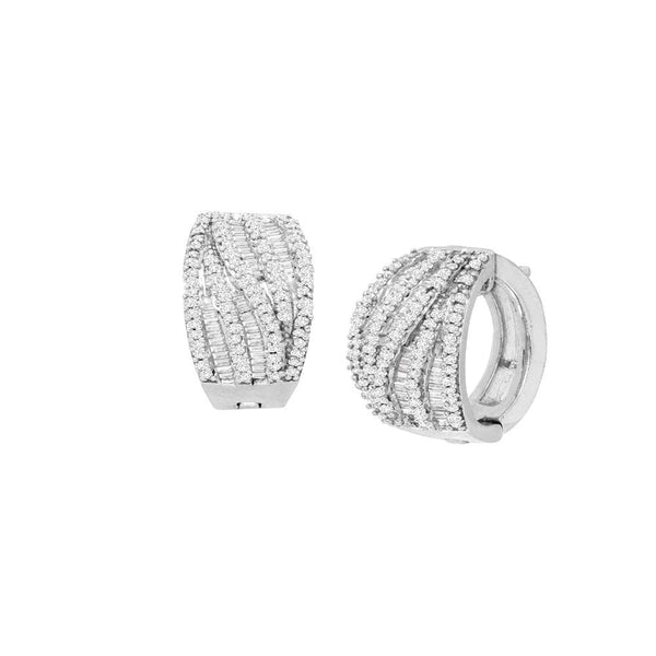 Women'S 1 Ct Diamond Wide Hoop Earrings in Sterling Silver