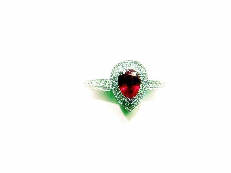 .85 CT RUBY PEAR SHAPE RING