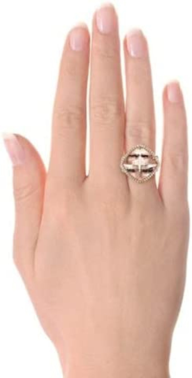 YI Pink Diamond Rings for Women Girlfriend Girls Champagne Hollow Luxurious Eleg