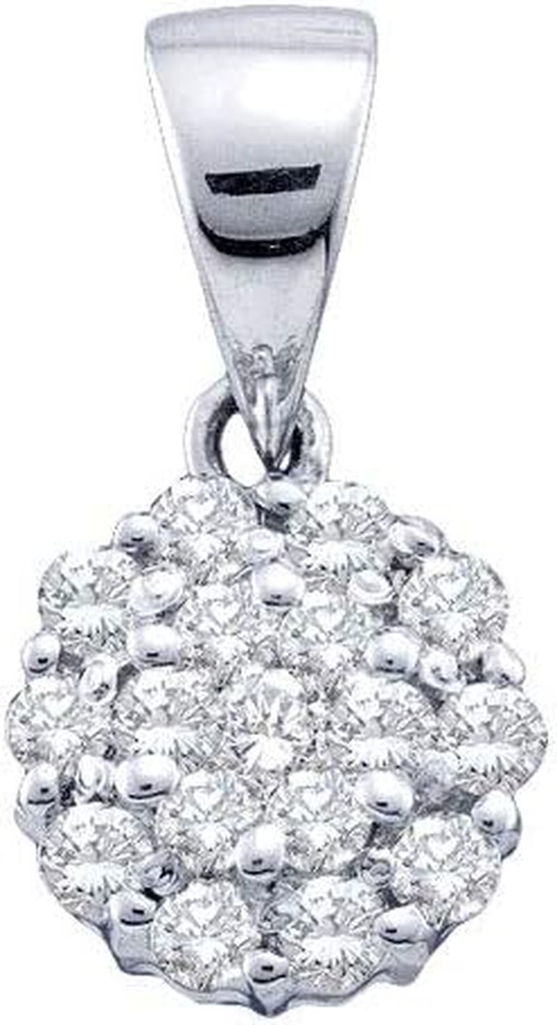 14Kt White Gold Womens round Diamond Flower Cluster Pendant 1/4 Cttw