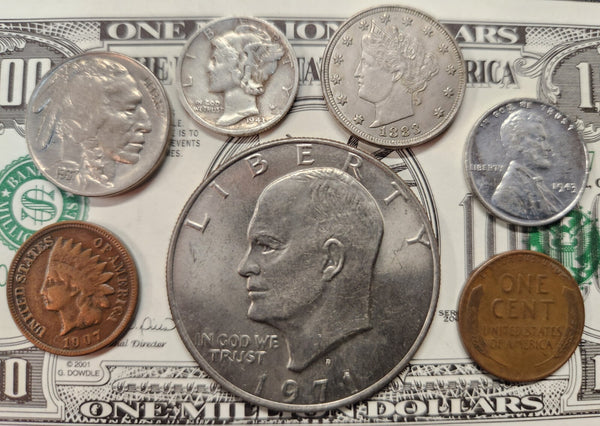 U.S. Coin Starter Lot Collectors Set 7 Coins W/Silver