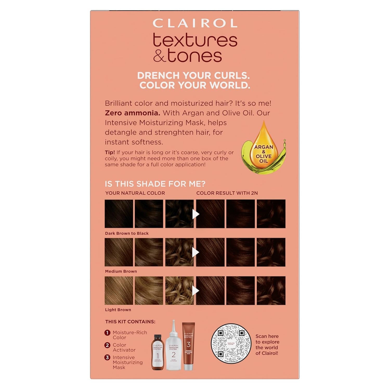 Textures & Tones Permanent Hair Dye, 2N Mocha Brown Hair Color, Pack of 1