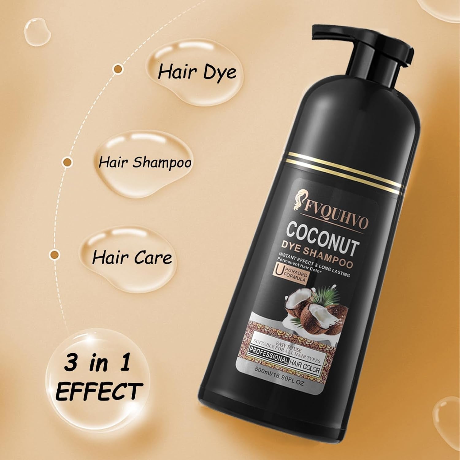 Grape Red Hair Dye 16.9 Fl Oz, Coconut Oil Hair Dye Shampoo 3 in 1, Effect in Minutes, Long Lasting Hair Color Shampoo for Men & Women, Herbal Grape Red Hair Shampoo (Grape Red)