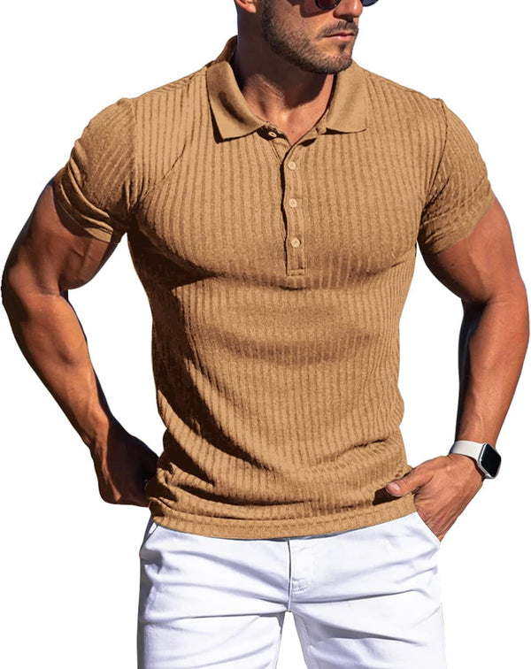 Muscle Polo Shirts for Men Slim Fit Short Sleeve Golf Shirts Men Dry Fit Shirts Casual Stylish Clothes