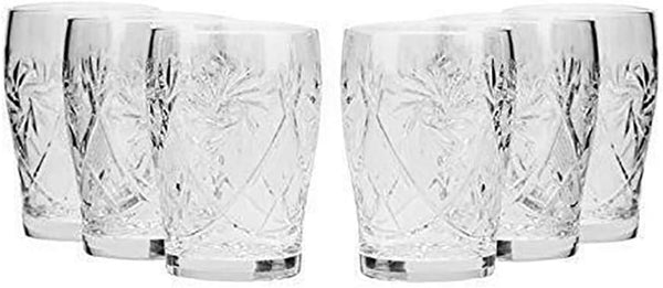 Set of 6 Neman Glassworks, 5-Oz Hand Made Vintage Russian Crystal Beverage Glasses, Mixed Drinkware Old-Fashioned Glassware, Clear