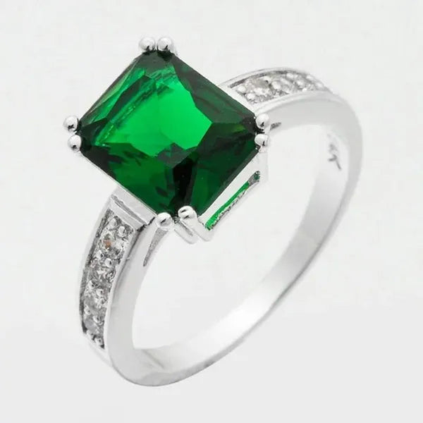 6-Color Natural 3.58CT White/Alexandrite/Sapphire/Pink/Emerald/Ruby Diamond 14K White Gold Ring Size 6-10