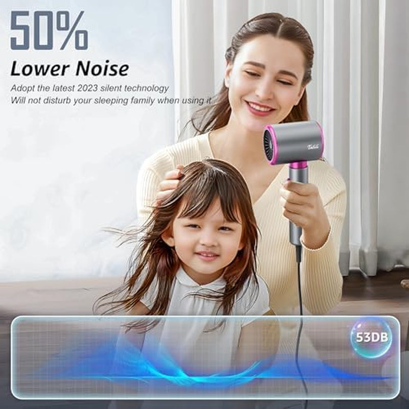 Professional 1875W High-Speed Low Noise Ionic Hair Dryer with Diffuser for Home and Travel - 110,000 RPM, Suitable for Women and Men