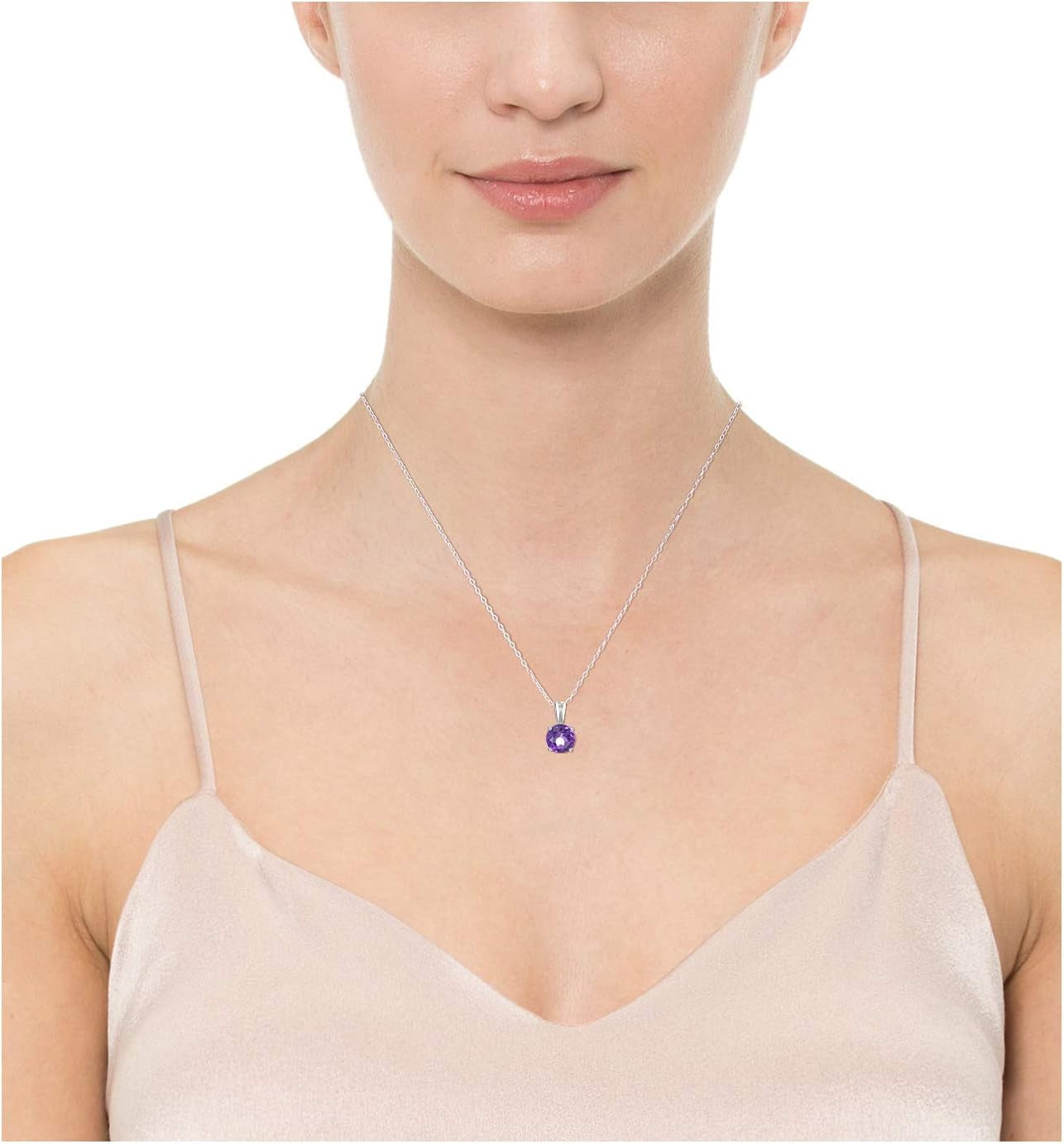 Sterling Silver round Cut Birthstone Pendant Necklace 18" (Previously Amazon Collection)