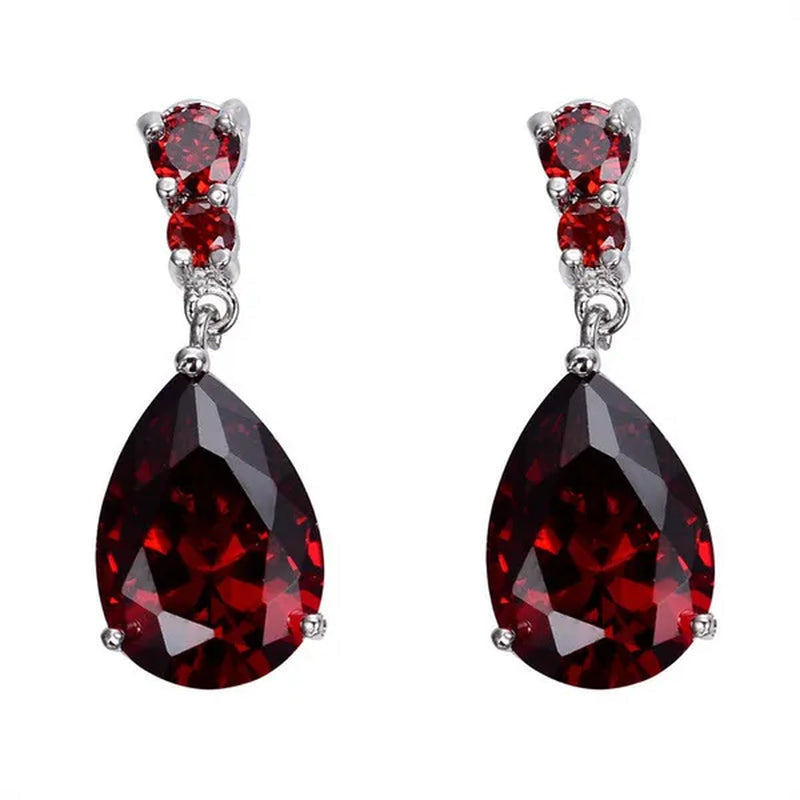Women's Teardrop Clear CZ Drop/Dangle Natural Gemstone Morganite Stud Drop Dangle Earrings 925 Sterling Silver Wedding Jewelry/Aquamarine/Topaz/Amethyst/RubyEmerald/Sapphire/Black&White Pink Gemstone