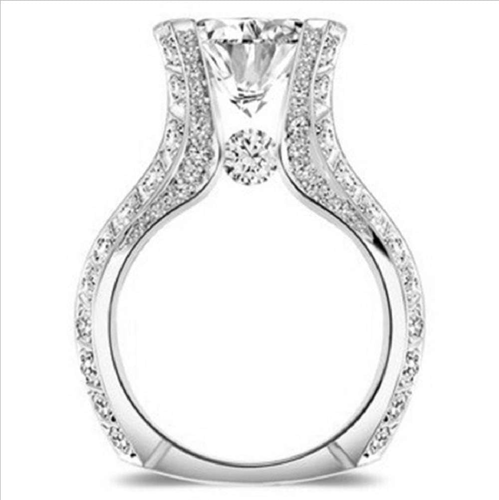 Fashion Women 925 Sterling Silver Ring,White Topaz Cubic Zirconia CZ Diamond Elegant Eternity Engagement Wedding Band Ring Size 6-10 (US Code 6)